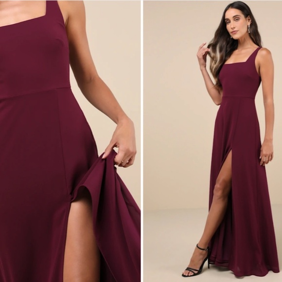 LULUS Sexy Prom Wedding Bridesmaid Romantic Flowy Elegant Chiffon Maxi Dress - Picture 1 of 5